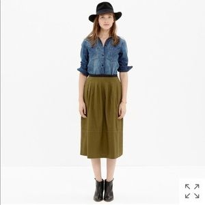 Madewell olive midi skirt
